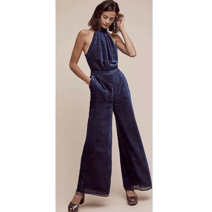 Anthropologie Velvet Halter Nova Jumpsuit